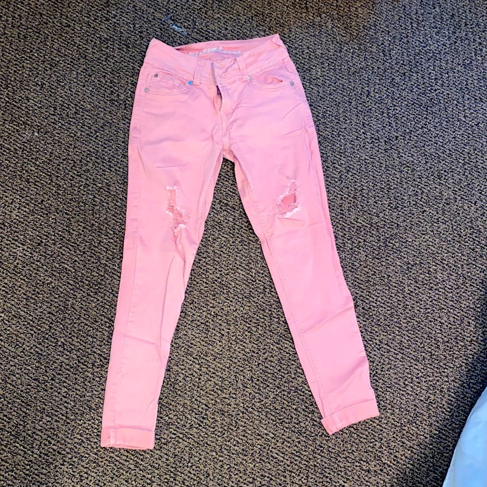 Pink distressed pants